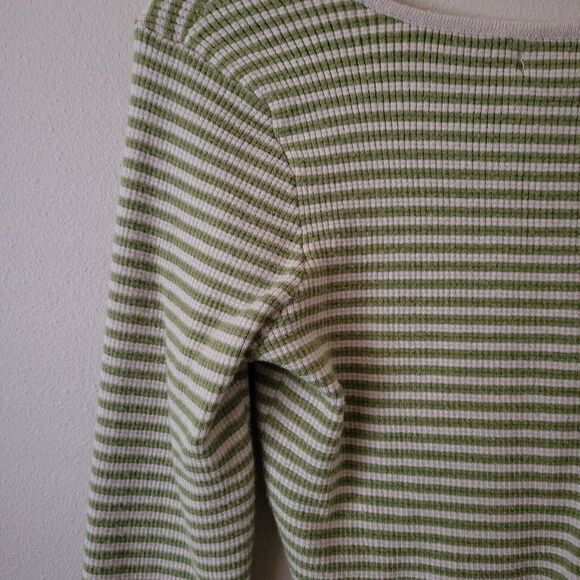 Pacsun LA Hearts Women's Long Sleeve Green/White‎ Cropped Top Small/Medium -H024 - Picture 10 of 15